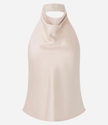 Blusa Frente Única em Cetim com Gola Solta