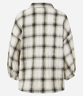 Blusa Manga 3/4 em Viscose com Estampa Xadrez