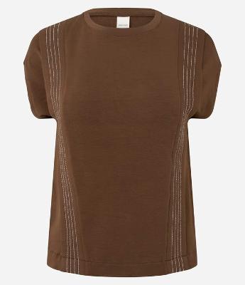 Blusa Manga Curta em Moletinho com Presponhos Verticais