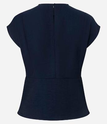Blusa Manga Curta em Crepe com Barra Peplum
