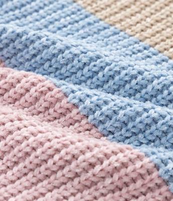 Casaco Infantil Chenille com Listras em Blocos de Cores – Tam 7 a 16