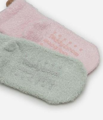 Kit 02 Meias Infantis em Chenille com Carinhas de Bichos – Tam 0 a 12 Meses