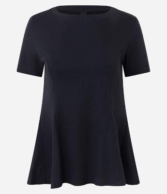 Blusa Manga Curta com Barra Ampla