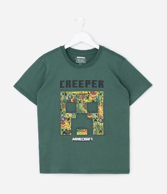 Camiseta Infantil com Estampa em Alto Relevo Minecraft – Tam 5 a 14 Anos