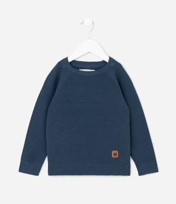 Casaco Infantil em Tricô Texturizado com Manga Raglan – Tam 1 a 4 Anos