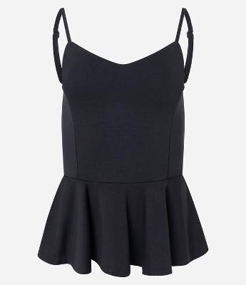 Blusa Peplum em Ponto Roma com Alça Fina Regulável