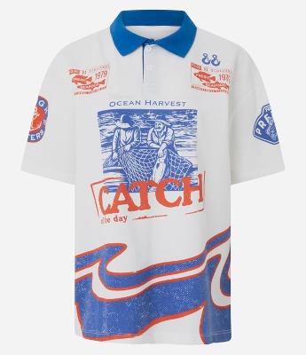 Camiseta Polo Oversized com Estampa Catch