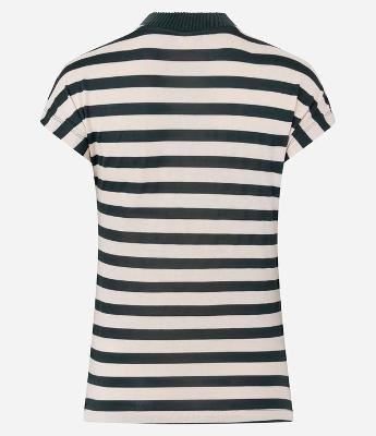 Camiseta em Tricô com Estampa Listrada e Gola Alta