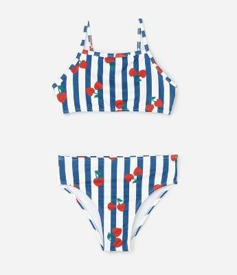 Biquíni Infantil Top e Bottom com Estampa de Cerejas – Tam 5 a 16 Anos
