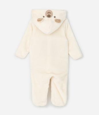 Macacão Infantil com Capuz e Bordado de Urso – Tam 0 a 18 Meses