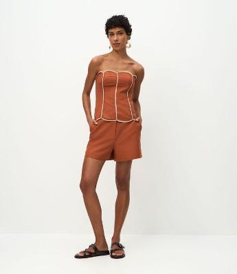 Short em Algodão com Cós Elástico e Passantes para Cinto