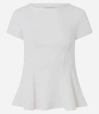 Blusa Peplum em Ponto Roma Com Mangas Curtas