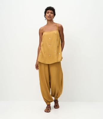 Calça Alladin em Viscolinho com Cós Elástico