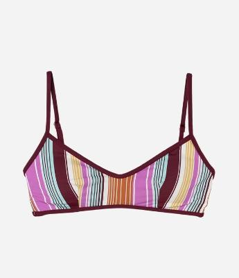 Biquini Top Camisetinha em Microfibra com Estampa Listrada