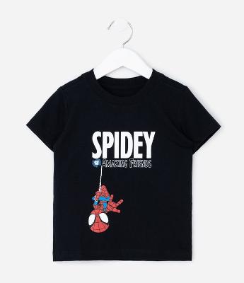 Camiseta Infantil com Estampa Spidey em Alto Relevo – Tam 2 a 6 Anos
