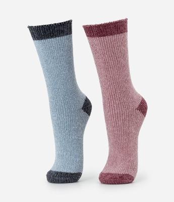 Kit 02 Pares de Meias Cano Alto em Chenille e Detalhes Contrastantes