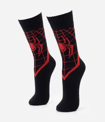 Meia Cano Longo Individual Algodao Personagem Licenciado Homem-Aranha Miles Morales