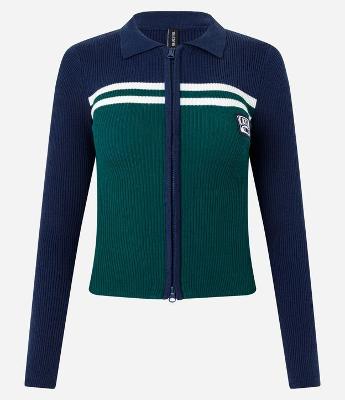 Blusa Gola Polo em Tricô com Estampa Náutica e Zíper