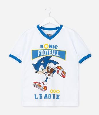 Camiseta Infantil Esportiva com Estampa  Sonic Football – Tam 5 a 14 Anos