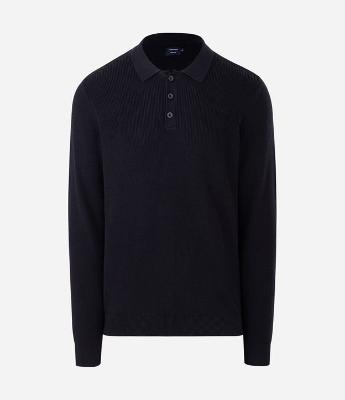 Suéter Texturizado com Gola Polo