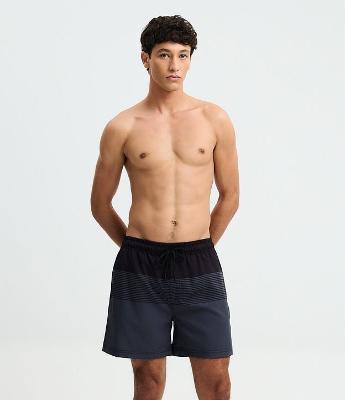 Bermuda de Banho em Microfibra com Estampa em Blocos