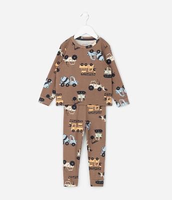 Pijama Infantil com Estampa de Tratores – Tam 1 a 6 Anos