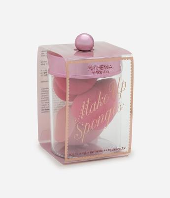 Kit com 3 Esponjas e Organizador com Tampa Alchemia
