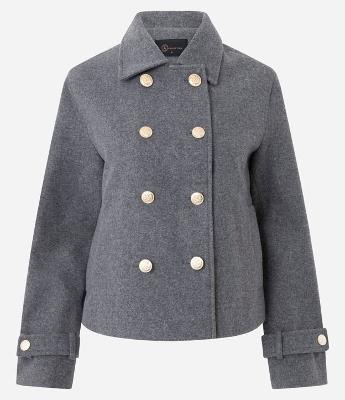 Casaco Regular em Polivelour com Abotoamento Duplo