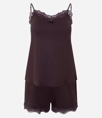 Pijama Curto em Viscose com Regata e Short Rendado