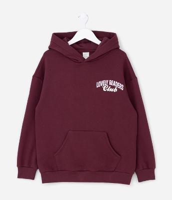 Casaco Infantil Oversized em Moletom com Lettering Lovely Readers – Tam 7 a 16 Anos