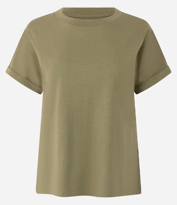 Blusa Básica com Manga Dobrada Curta em Algodão