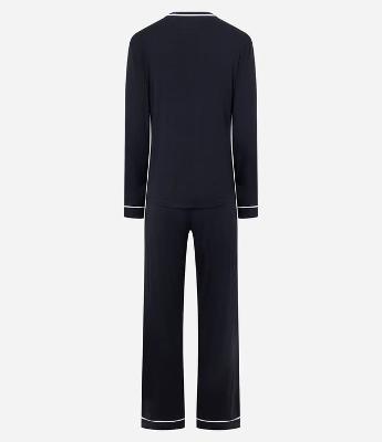 Pijama Longo em Viscolycra com Viés Contrastante