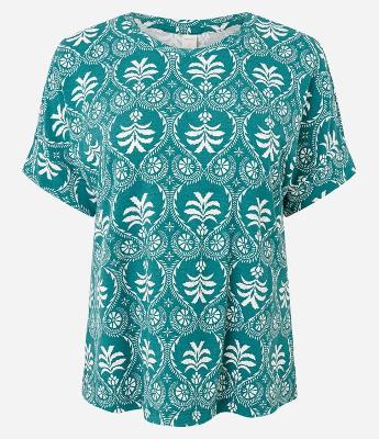 Blusa Reta em Viscolycra com Estampa Abstrata