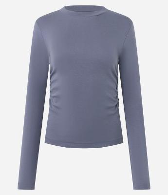 Blusa Manga Longa com Franzido na Cintura em Algodão Peruano