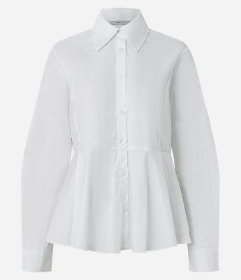 Camisa Peplum em Algodão com Manga Longa