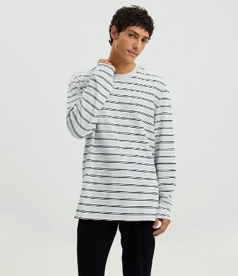 Pijama Longo com Camiseta Listrada