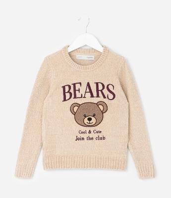 Casaco Infantil em Chenille com Bordado de Ursinho – Tam 5 a 14 Anos