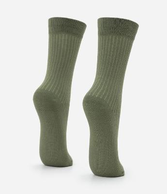 Meia Cano Alto em Viscose Canelada