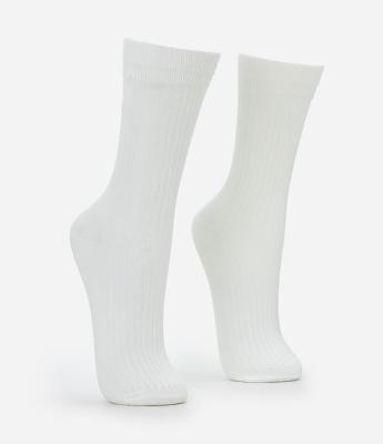 Meia Cano Alto em Viscose Canelada