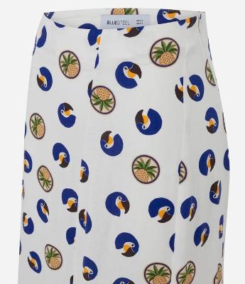 Saia Longa em Viscolinho com Estampa Tropical