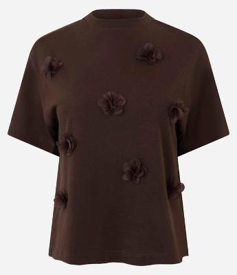 Blusa em Algodão com Aplicação de Flores em Relevo
