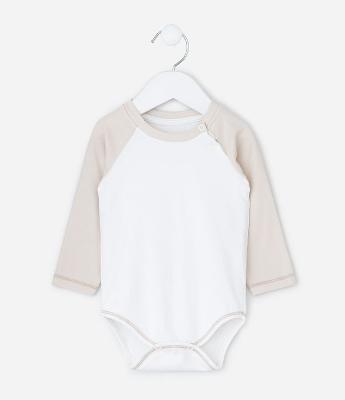 Body Infantil Bicolor com Gola Redonda – Tam 0 a 18 Meses