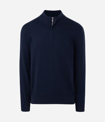 Suéter em Tricô com Zíper na Gola