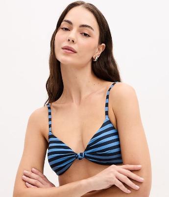 Biquíni Top em Microfibra com Nozinho e Estampa de Listras