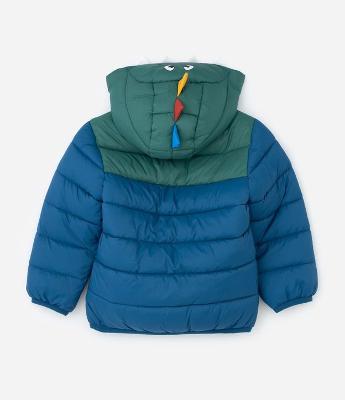 Jaqueta Infantil Puffer com Capuz de Dinossauro – Tam 1 a 6 Anos