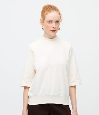 Blusa Oversized com Efeito Blusê e Ombreira