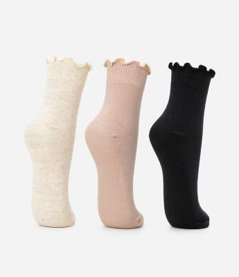 Kit 03 Meias Cano Médio em Algodão com Punho Delicado