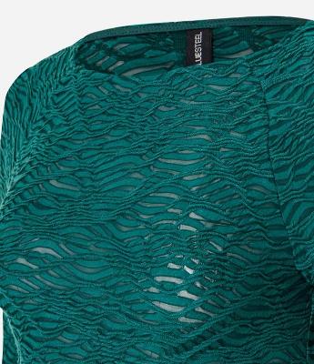 Blusa Manga Longa Texturizado com Barra Assimétrica