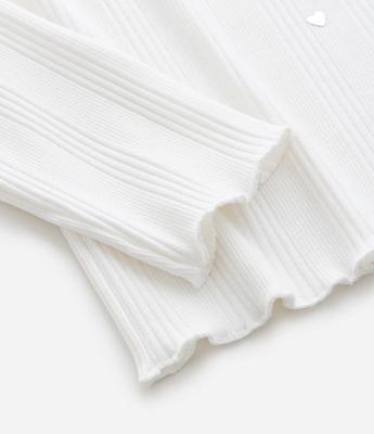 Blusa Infantil Baby Look Canelado com Rebites Corações – Tam 7 a 16 Anos