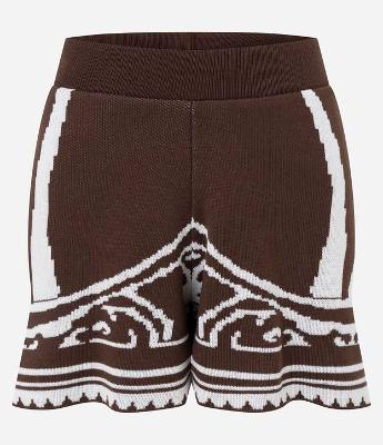 Short em Tricô com Estampa Lateral de Coqueiro